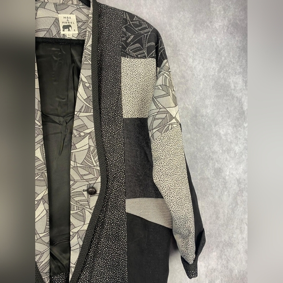 Max‎ & Mabel Vintage artistic mix media Women's  Blazer Size L Jacket - Picture 4 of 8